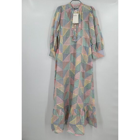 Antik Batik Caroline Long Dress size M 40 Maxi Shirt Dress Belted 100% Cotton - Picture 7 of 13